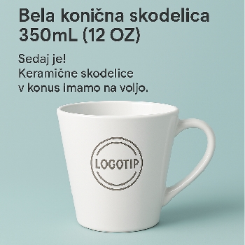 Bela konična skodelica 350mL (12 OZ)